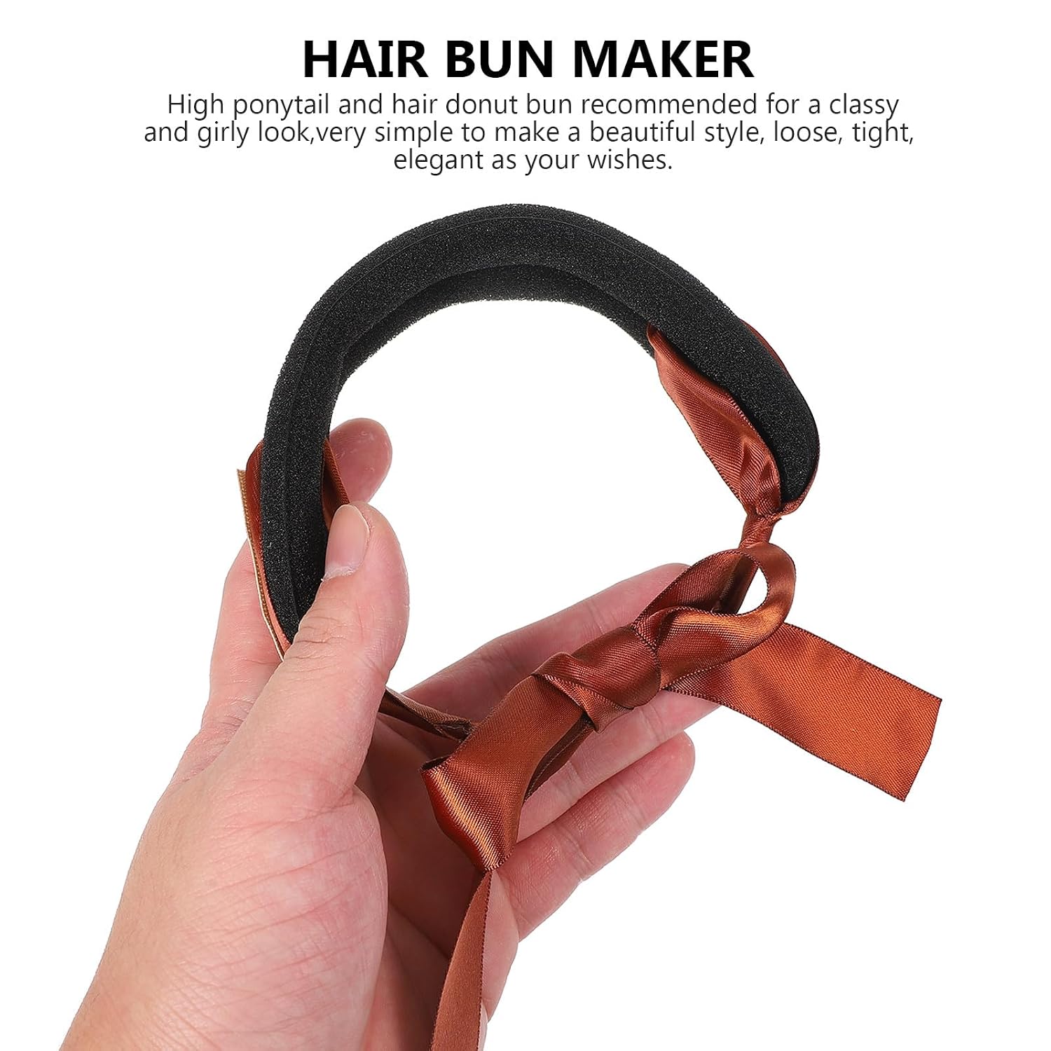 6pcs Large Satin Ribbon Hair Bun Maker Donut Hair Donut Bun Holder Sponge Shaper for Women’s Updo Hairstyles Accessory Style