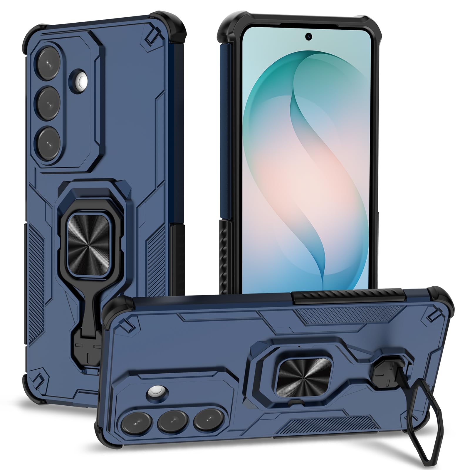 Funda para Samsung Galaxy A13 4G con Cristal Templado Protector Pantalla, Carcasa Antigolpes con Soporte anular metálico, Case Protectora de Grado Militar, Negro — view 24