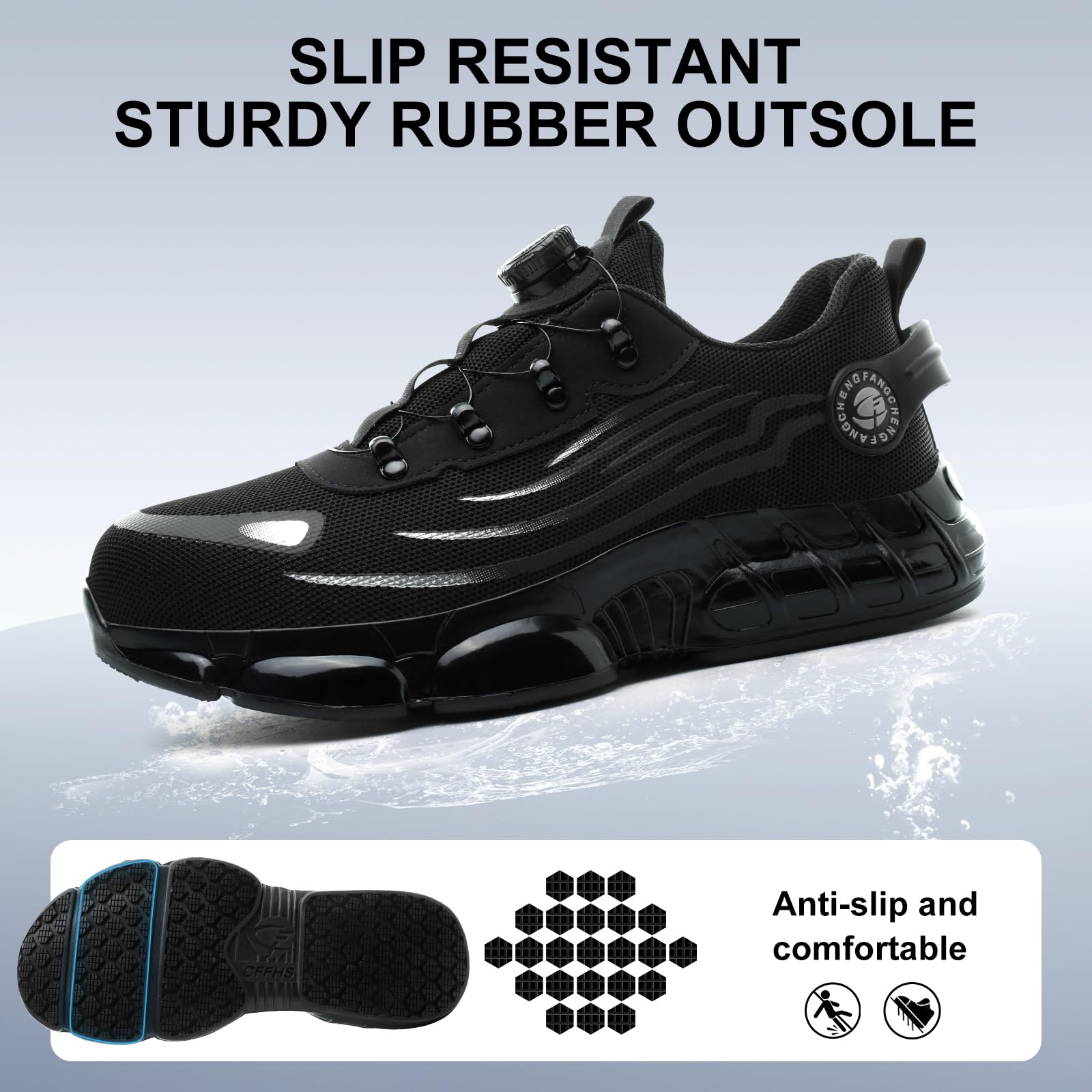 Scarpe da ginnastica antinfortunistiche, con puntale in acciaio, per uomo e donna, comode e leggere, con suola antiscivolo in gomma
