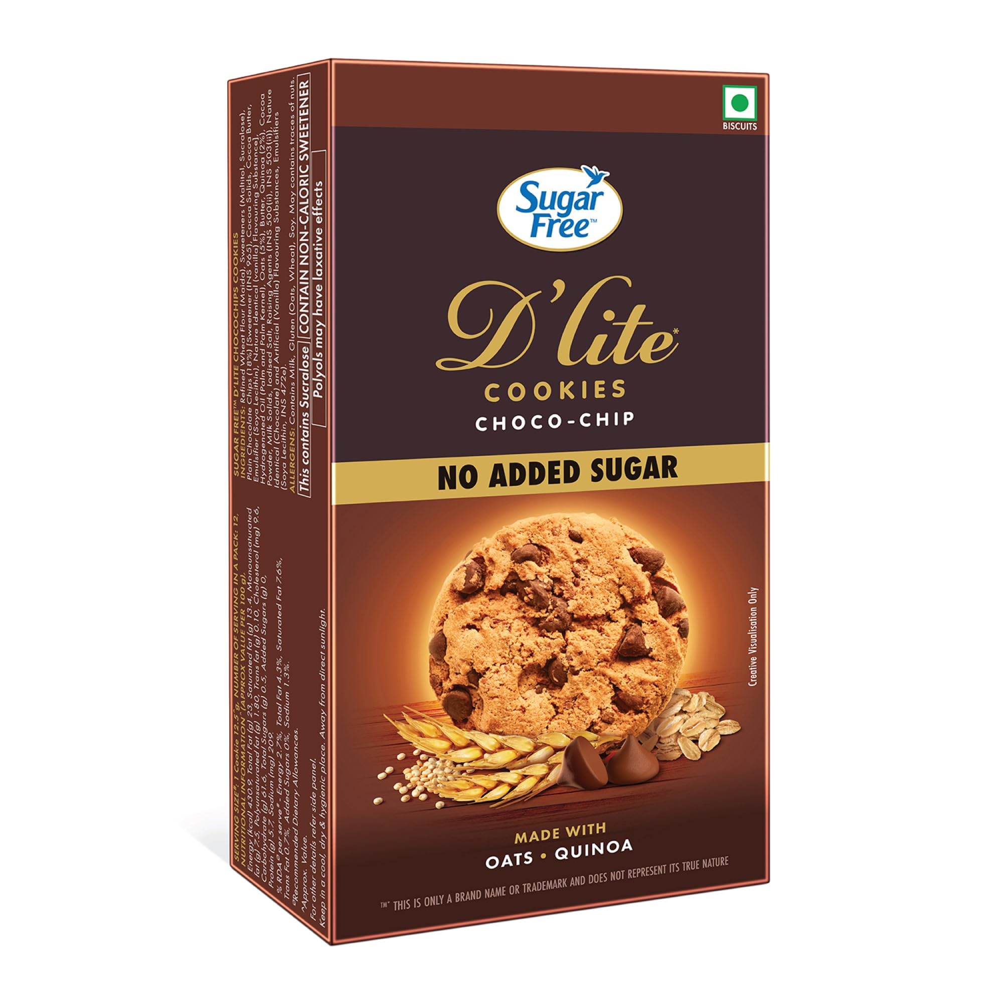 Sugar Free D’Lite Choco Chip Cookies | Zero Added Sugar | Made with Oats & Quinoa 150g-image-33