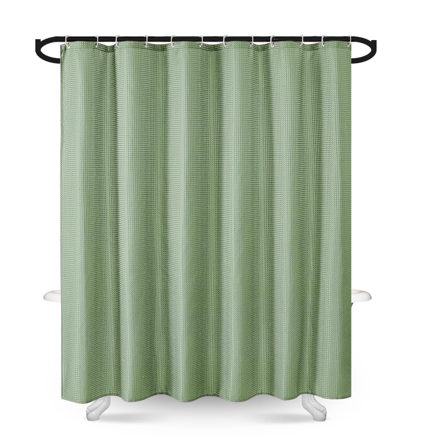 goodbath Extra Long Shower Curtain Waffle, Hotel Style Shower Curtains with Mes Top Window, Anti Mould Proof Waterproof Washable,Green, 180x214cm — image 1
