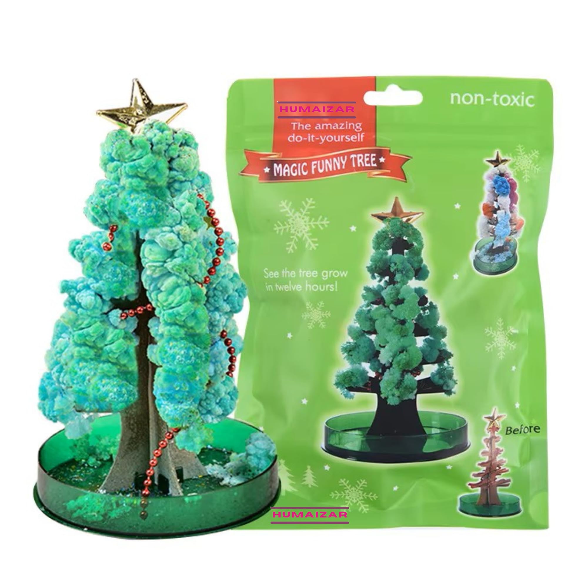 HUMAIZAR Magic Growing Christmas Mini Tree DIY Crystal Xmas Tree Kit for Kids & Adults Fun Science Experiment & Holiday Decor Unique Christmas Gift for Home, Party, Festival & New Year - Pack of 3