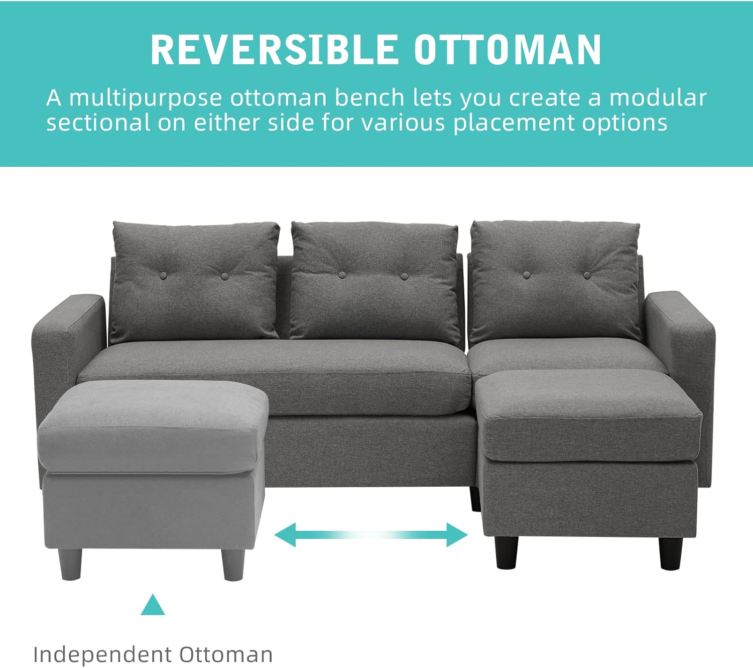 Buy L Shaped Couch, 3Seat Sectional Sofa Couch, Modern Linen