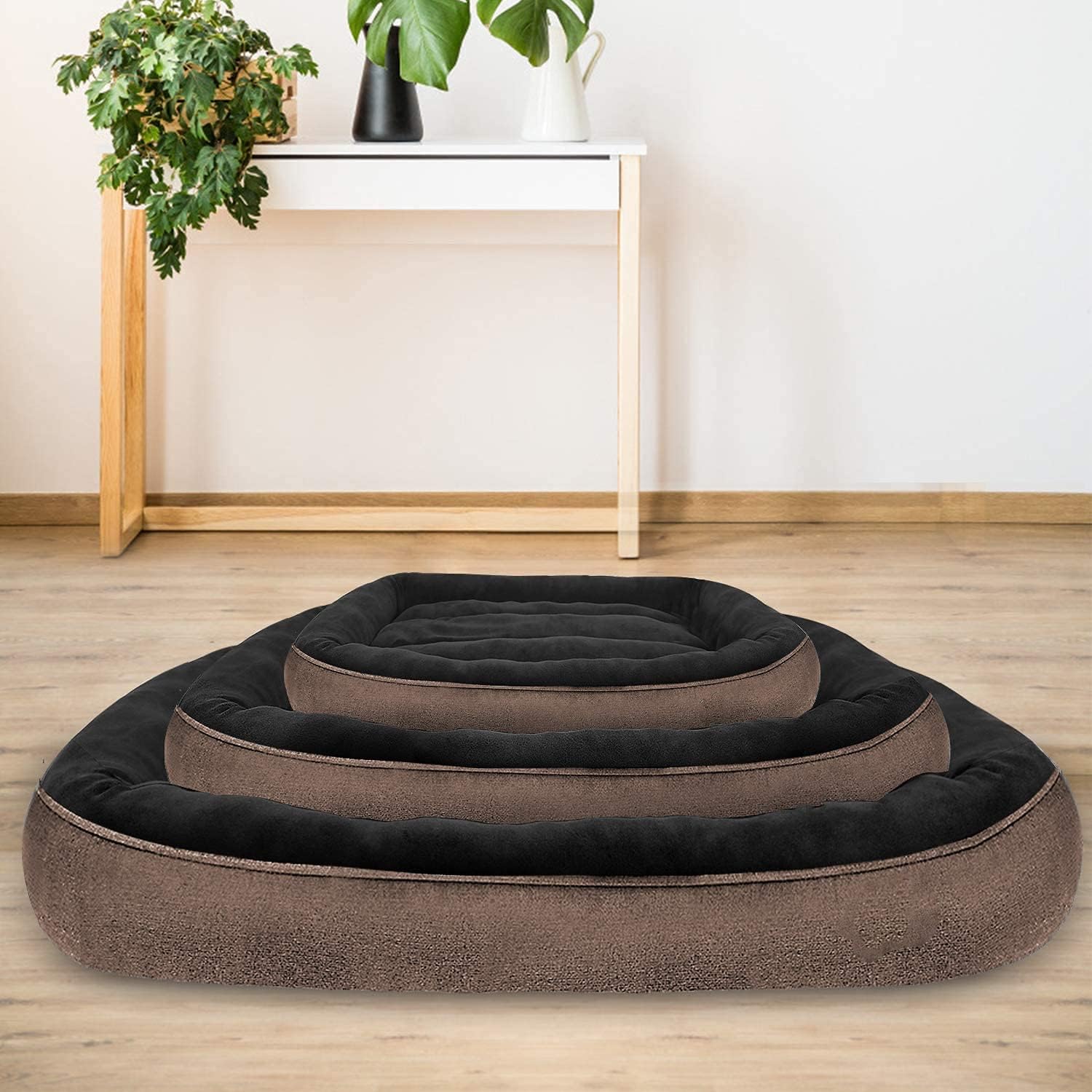 CLOUDZONE Dog Bed for Medium Dogs/Large/Small, Washable Rectangle Pet Bed Thickened Enough with Soft Coral Fleece and Non-Slip Bottom