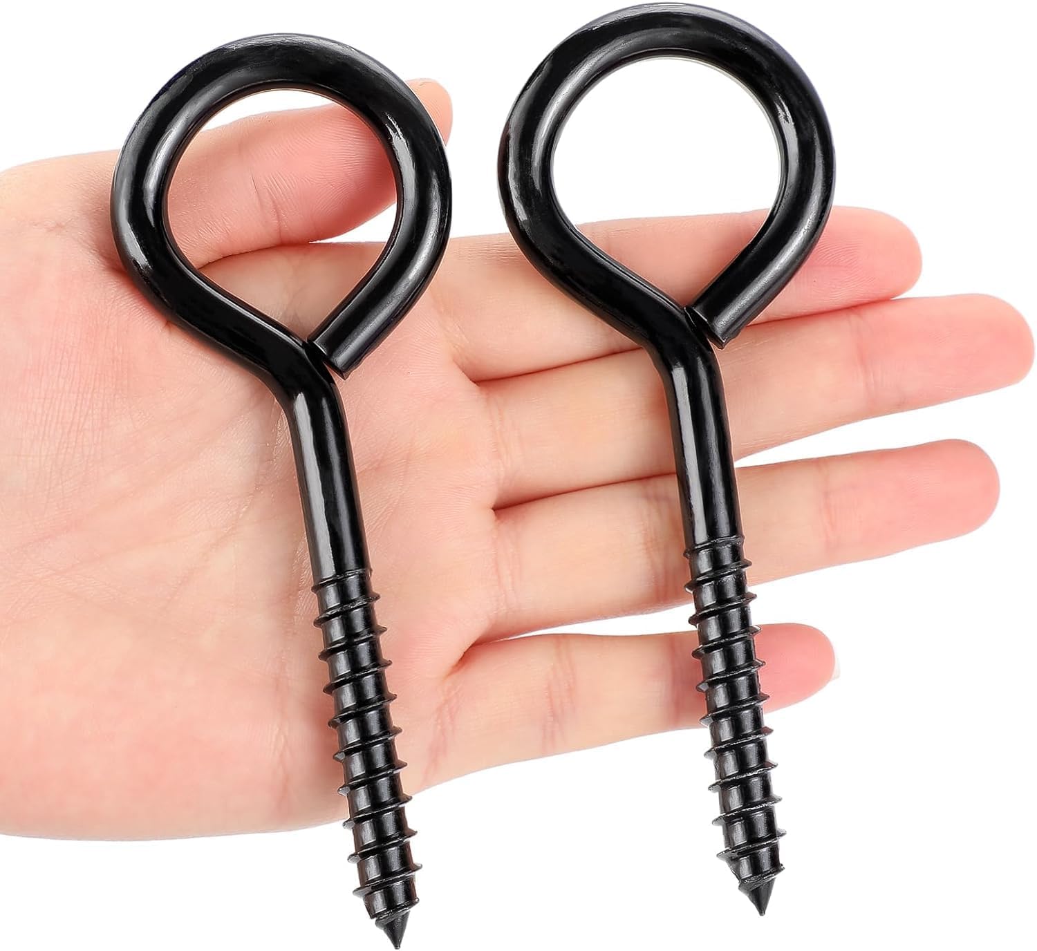 5 Inch Eye Hooks Screw in Heavy Duty, 500LBS Capacity, Large Stainless Steel Eye Hooks for Hanging, Rust-Proof Black Eye Bolts for Indoor & Outdoor Heavy-Duty Applications(2 Pack)