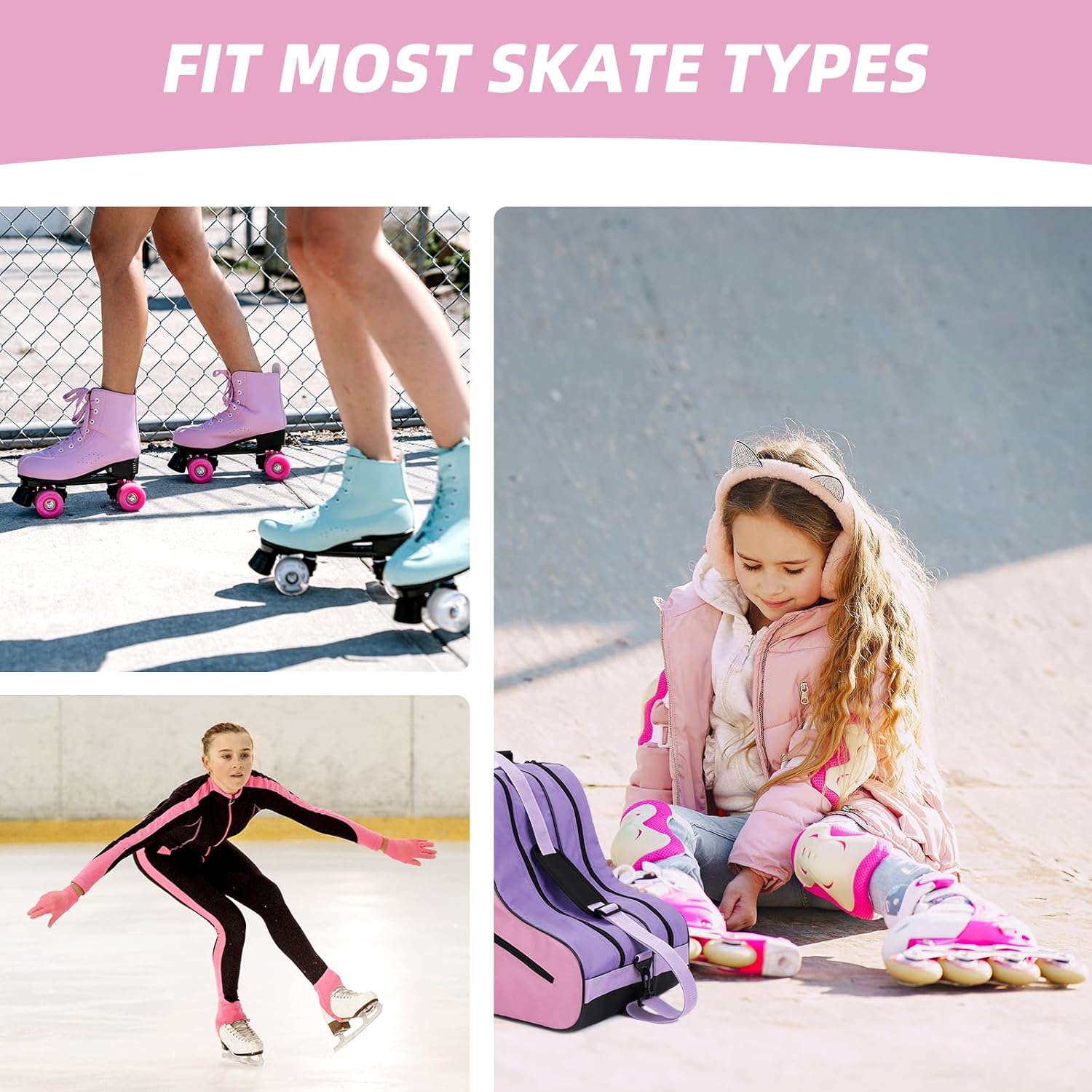 Breathable Skate Bag with Adjustable Shoulder Strap - Large Capacity Fits Inline, Ice & Most Roller Skates