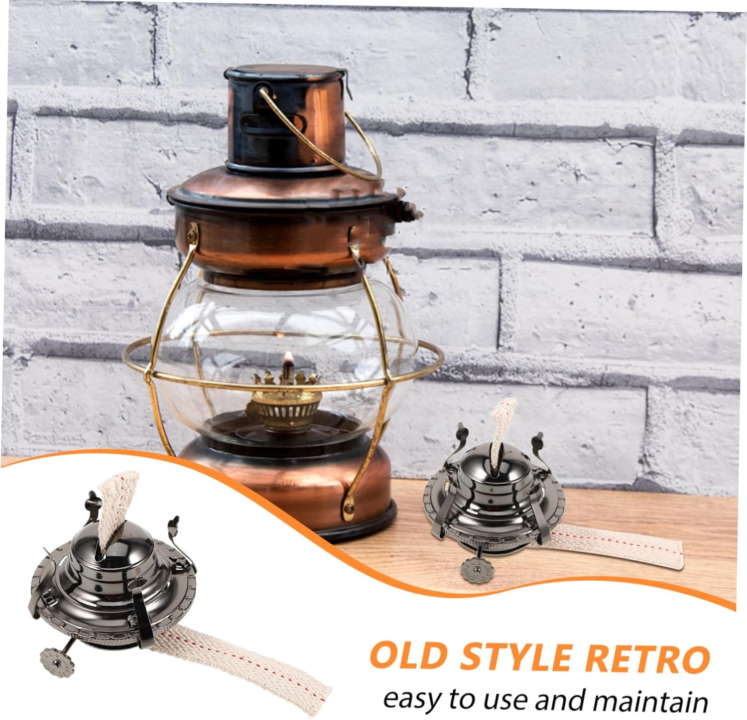 Luxshiny 2pcs Retro Oil Lamp Wick Burner Replacement Parts Alloys Kerosene Lamp Accessories