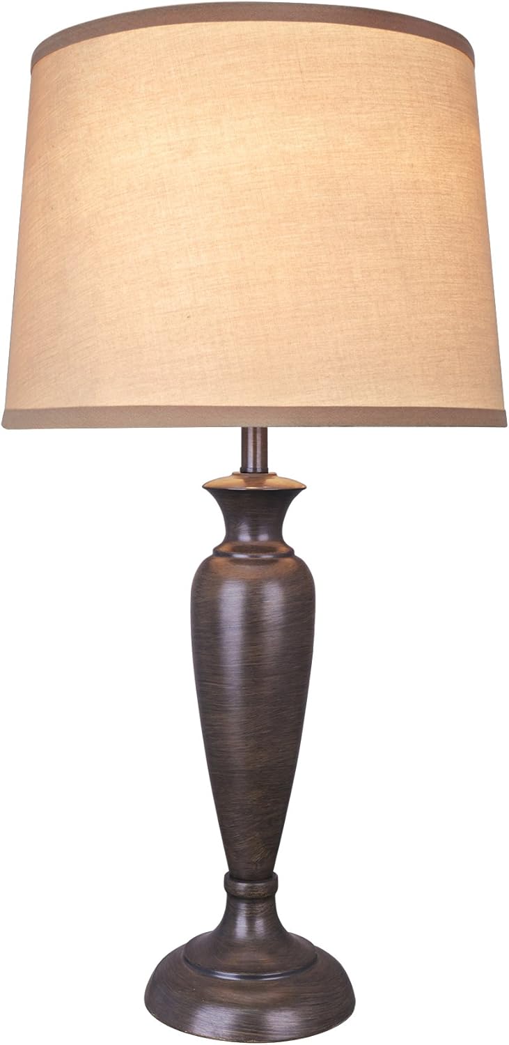 Aspen Creative 40137-02 26-1/2" Transitional Metal Table Lamp (2 Pack), Mushroom Grey