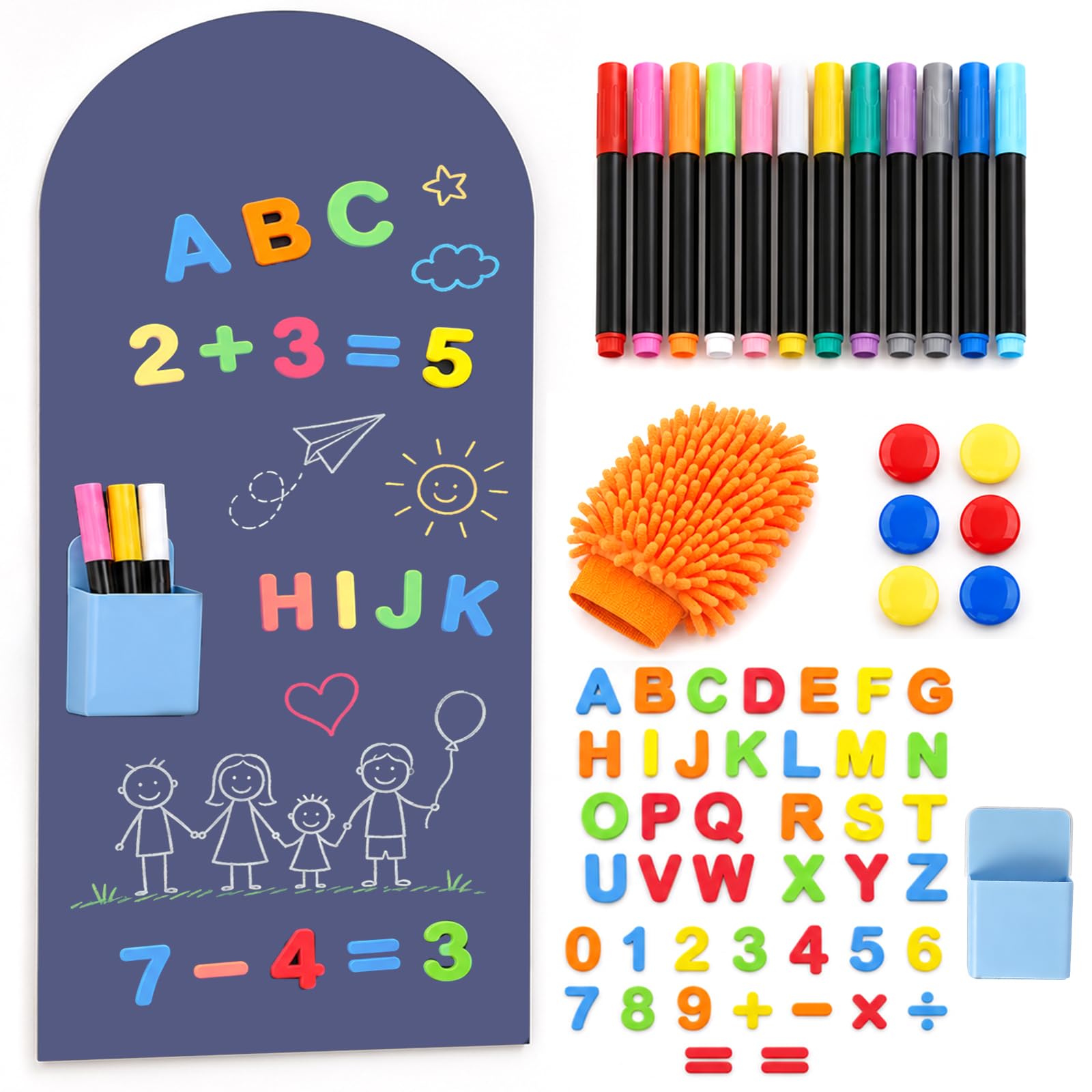 Arch Magnetic Wall Decal, 100x43cm Magnetic Wall Sticker, Chalk Board Sticker Magnet Chalkboard for Wall, Self Adhesive Blackboard or Home Classroom Multifunctional(Blue)