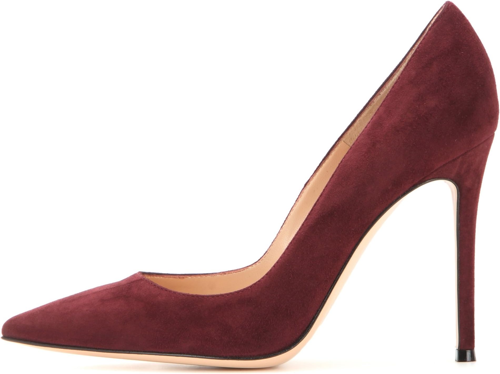 SAMMITOP Women's Closed Toe High Heel Pumps Elegant Formal Office Shoes Burgundy US8.5