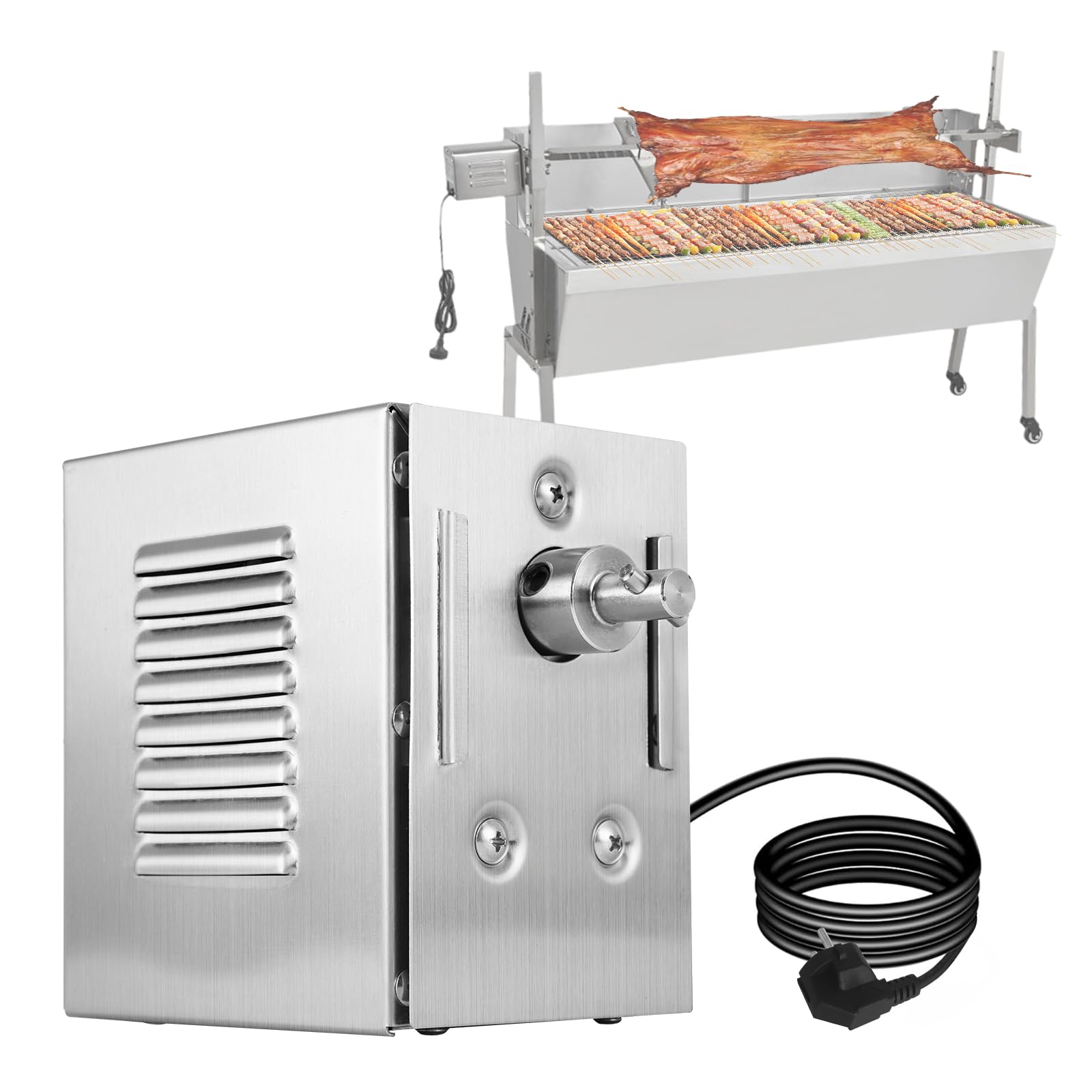 YJINGRUI 45W Grillmotor für Grillspieß, 150-200kg hohes Drehmoment, Schwerlast Grillmotoren, universeller Grillspieß Motor für Hähnchen, Rind, Schwein bei Partys, Camping, Festen | 45W Hochleistung; 150-200kg hohes Drehmoment