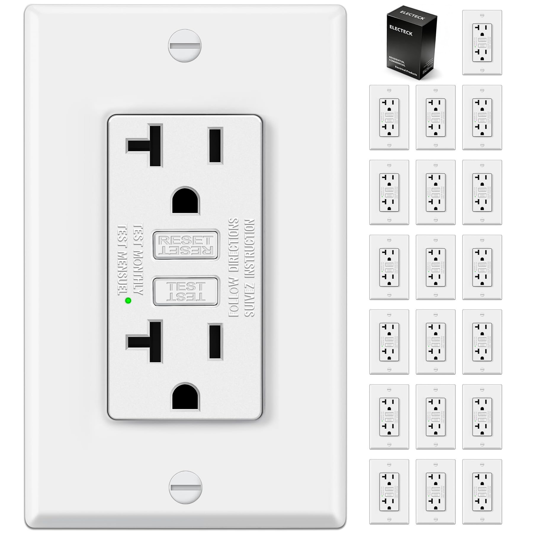 ELECTECK GFCI Outlets - 6 Pack, ETL Listed -9