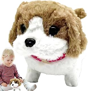 Rianpesn Electric Dog Plush - Kids Robotic Puppy Dog Toy | Plush Electronic Interactive Dog, Walking, Barking, Tail Wagging, Nodding, Dog Toy for Kids