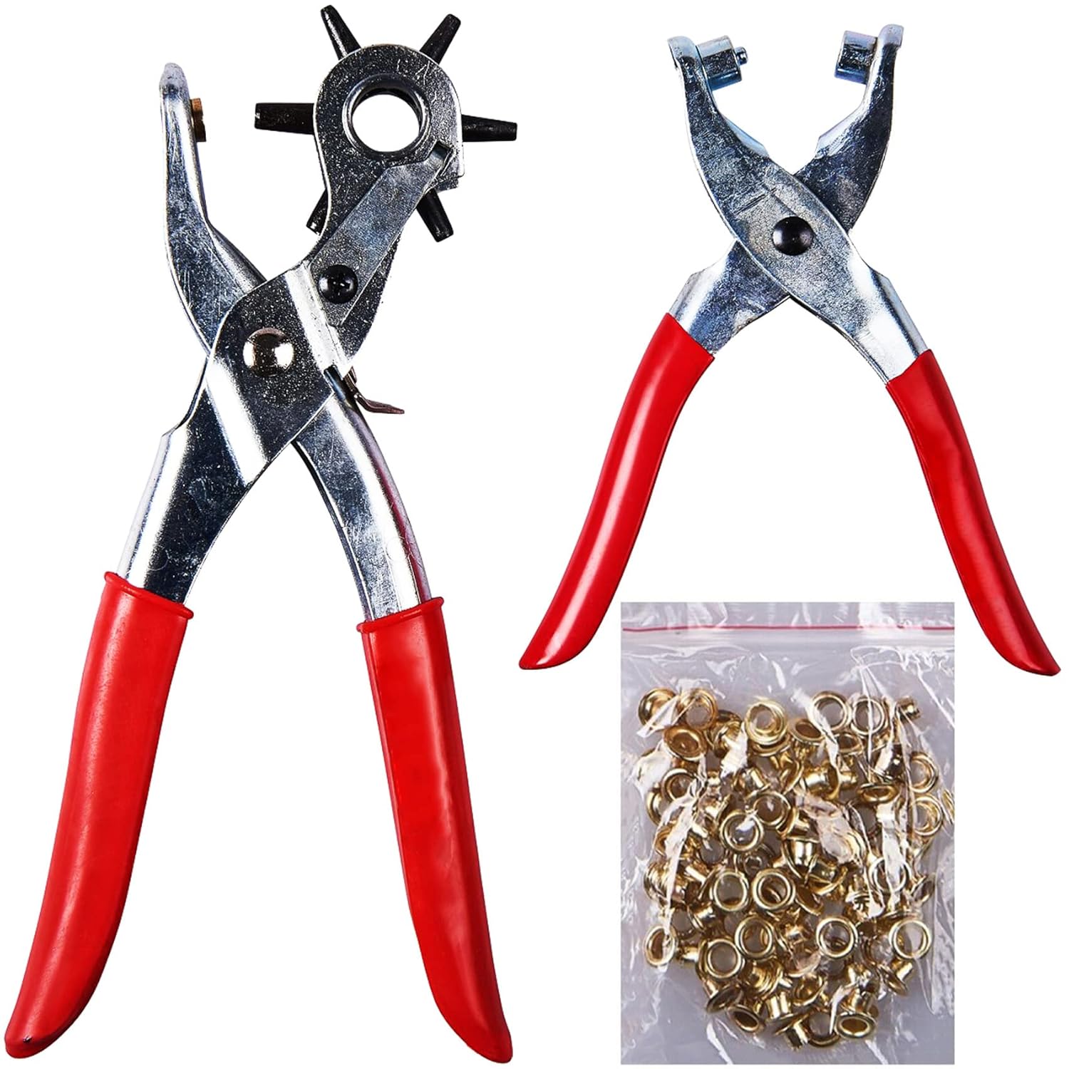 Professional Revolving Leather Punch Plier Set + 100 Pcs Eyelets