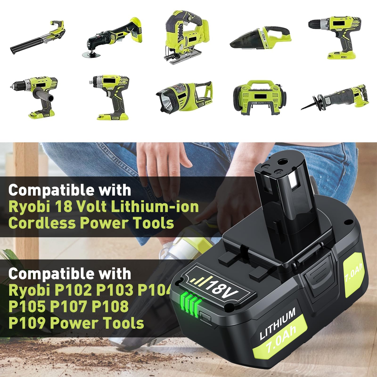 6X 18V 8.0Ah Lithium Battery For Ryobi P108 ONE Plus P105 RB18L40