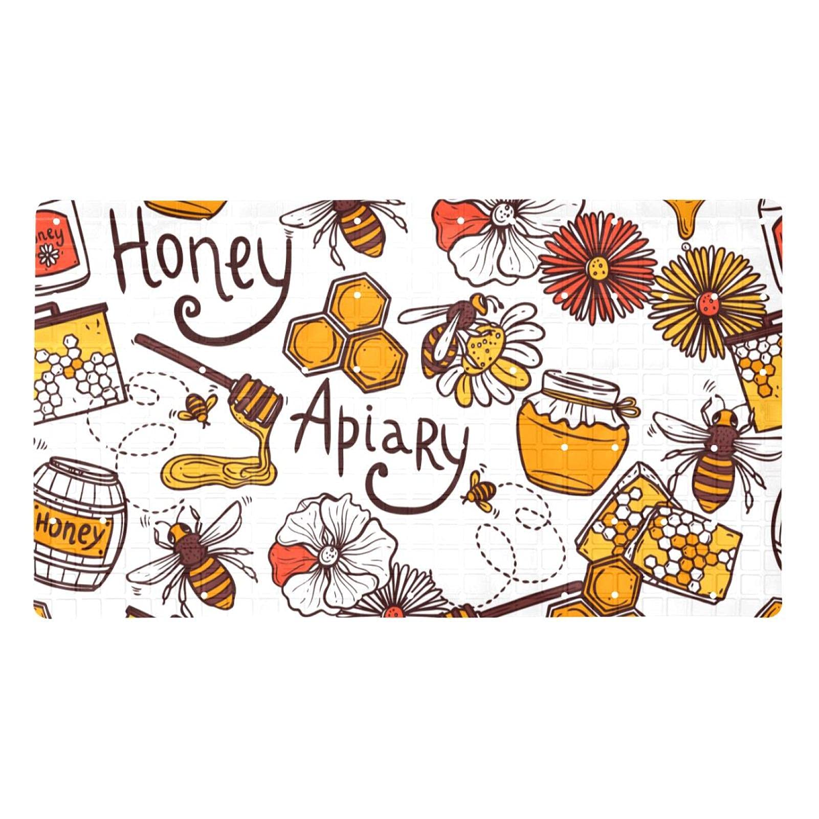 Alfombrilla de baño para sentarse antideslizante infantil y ancianos Doodle Honey con ventosas