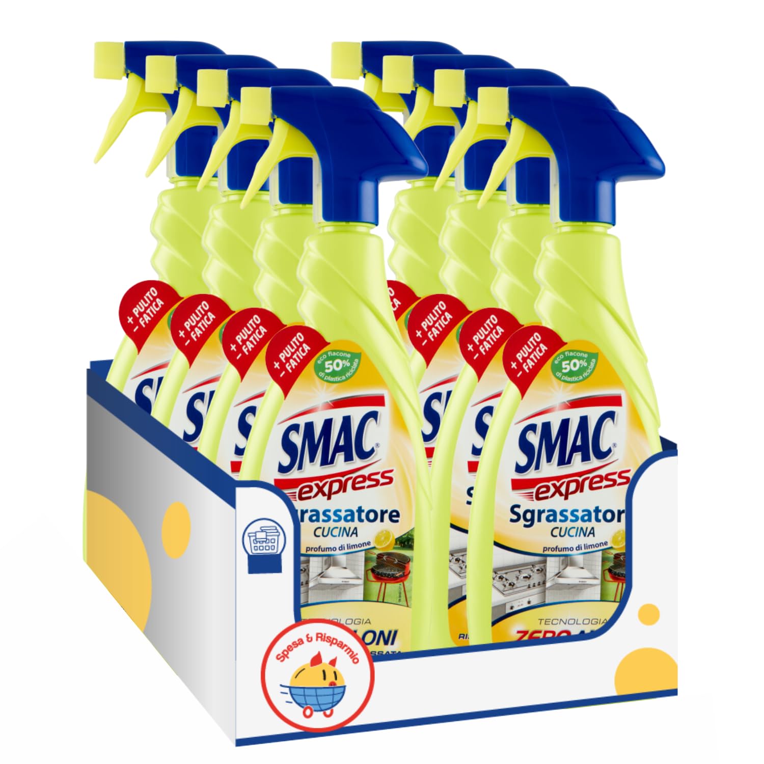 Sgrassatore Universale per Cucina – Profumo di Limone – Flacone Spray da 650 ml – Pulizia Grasso e Macchie – 4/8/12 Pezzi (12 PEZZI)