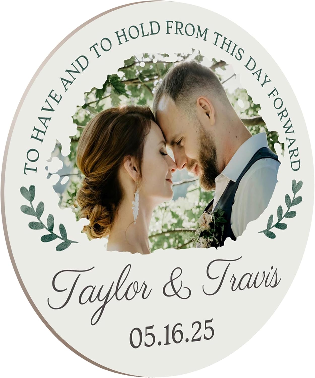 60 Pack Personalized Wedding Coasters, Custom Cardboard Coasters for Drinks with Photo Print and Text, Keepsake Wedding Favors and Gifts for Couples, 3.95" Round (Design 7)