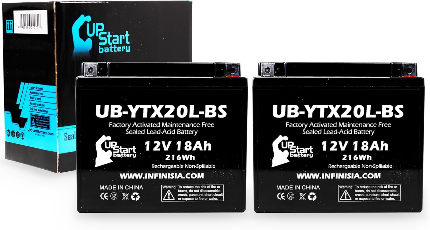 2 Pack Replacement for YTX20L-BS Battery 12V 18AH SLA - Compatible with 2010 Triumph Thunderbird 1600 CC Motorcycle, 2014 Polaris RZR 800 CC UTV, 2006 Yamaha Nytro 973 CC Snowmobile, 2008 Polaris RZR