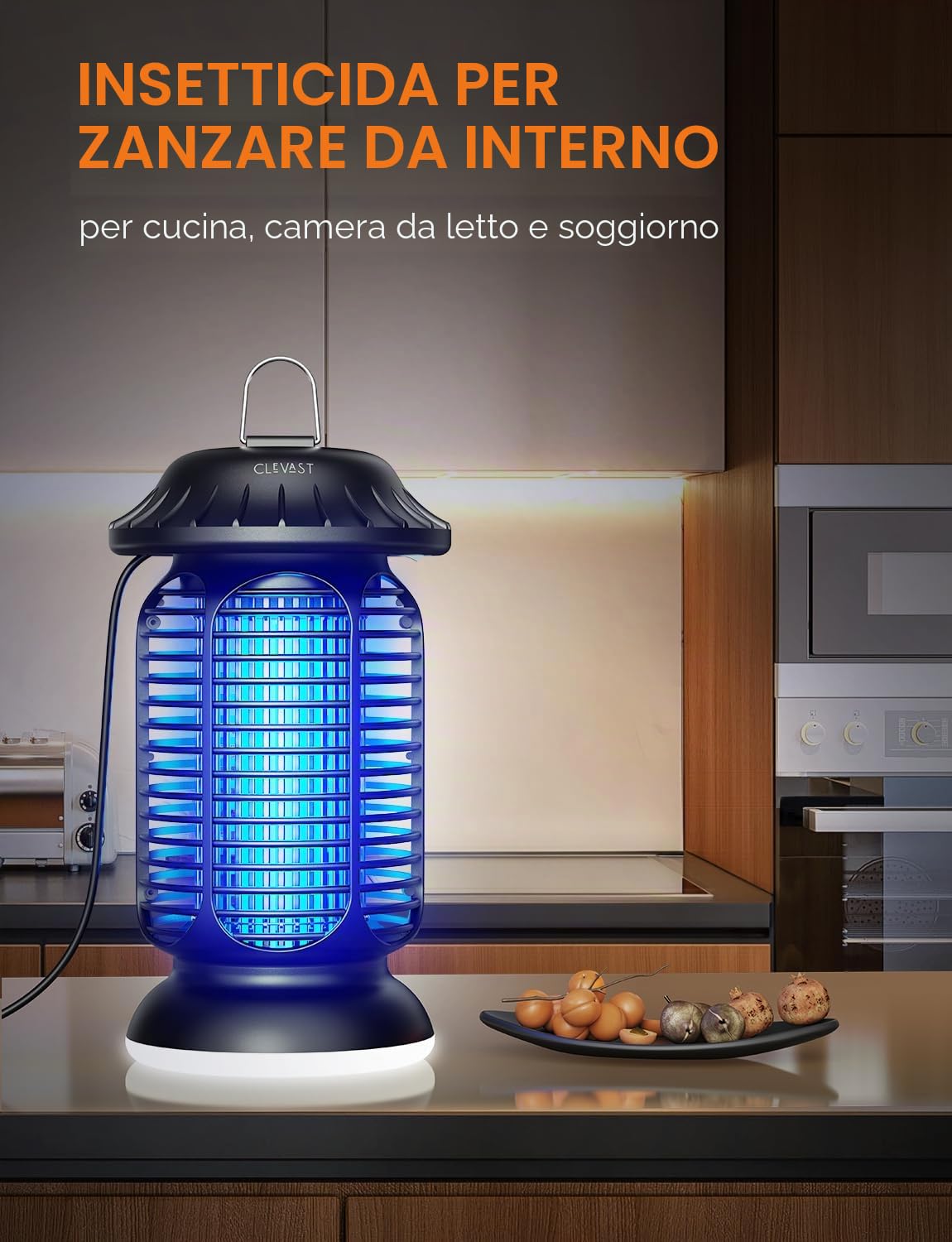 CLEVAST Lampada Antizanzare Elettrica, 20W UV Zanzariera, lLampada Zanzare Interno Esterno Elettrica per con IPX4 Impermeabile, Trappola per Zanzare, Acchiappa Mosche per Giardino (Nero opaco)