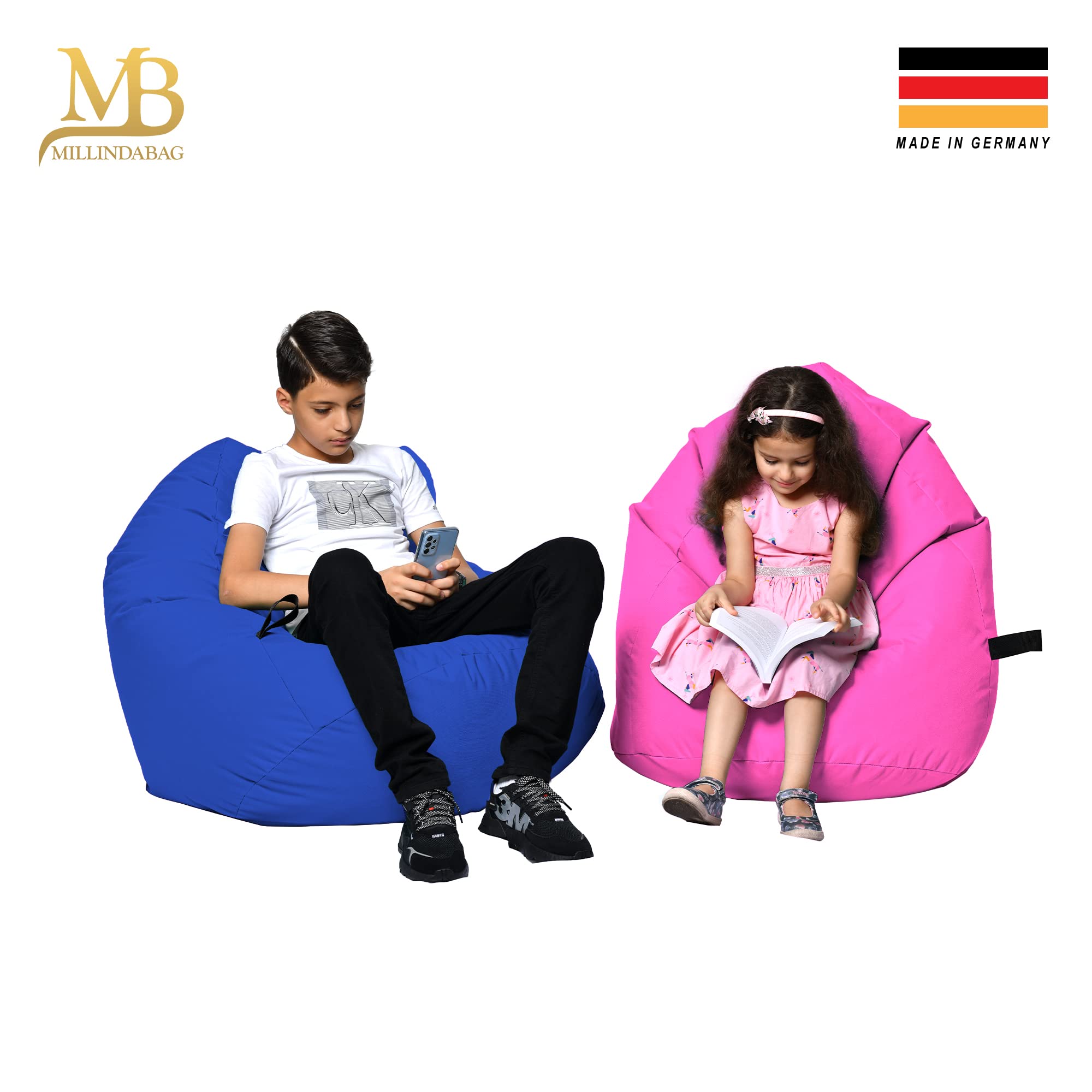 MILLINDABAG Kastanie Tropfenform Sitzsack für Kinder Jugendliche und Erwachsene Beanbag Kissen Indoor & Outdoor Gaminggeignet bereits gefüllt Sitzkissen Bodenkissen (Anthrazit, XL-Durchmesser 77 cm)