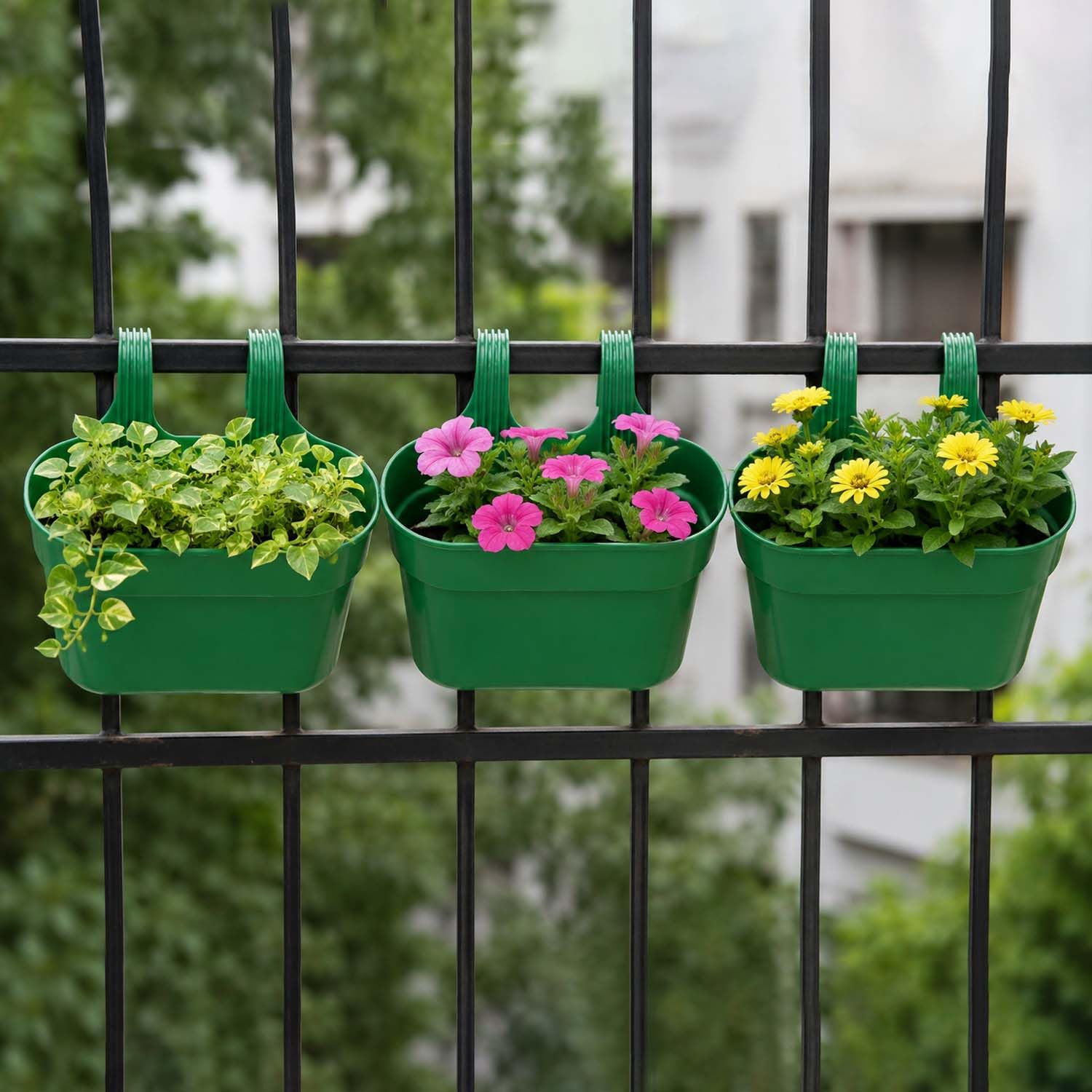 Go Hooked Railing Planters - 3 Hanging Flower Pots -17 Go Hooked Railing Planters - 3 Hanging Flower Pots -17