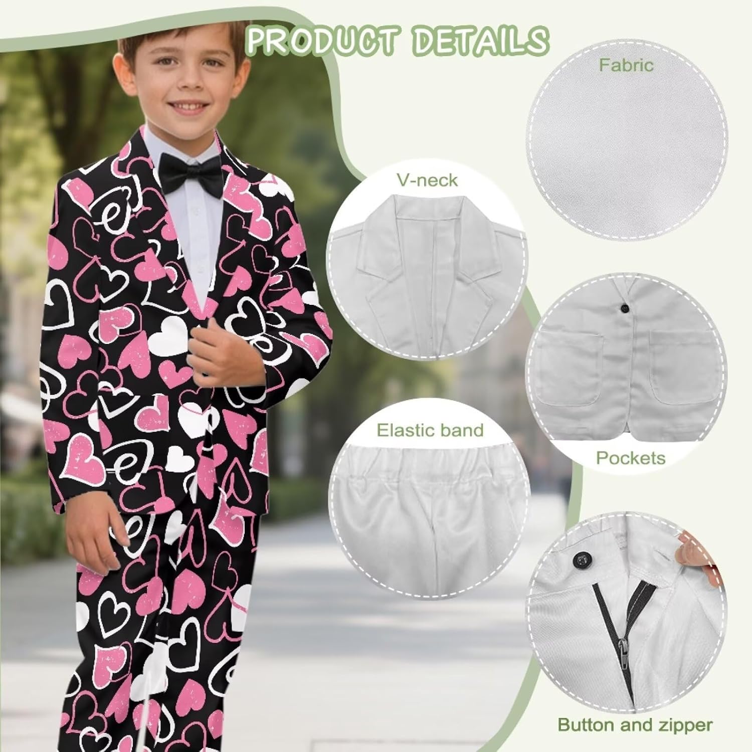 Boys Suit Slim Fit 2 Piece Tuxedo Set with Blazer Jacket Dress Pant Kids Wedding Formal Outfit 6-14 Years​