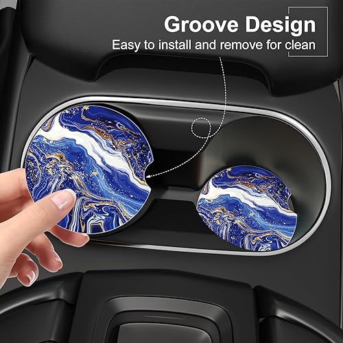 Miniatura 5 de Portavasos para automóvil, posavasos para portavasos de automóvil, paquete de 4 unidades, insertos antideslizantes universales de cerámica