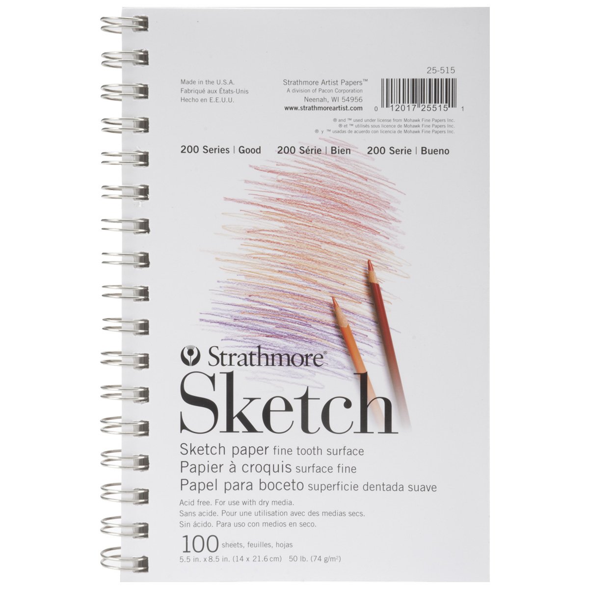 Pro-Art-Bilderpalette 255150 Strathmore Croquis Spirale Papier Pad 14 cm x 21,5 cm, 100 Feuilles