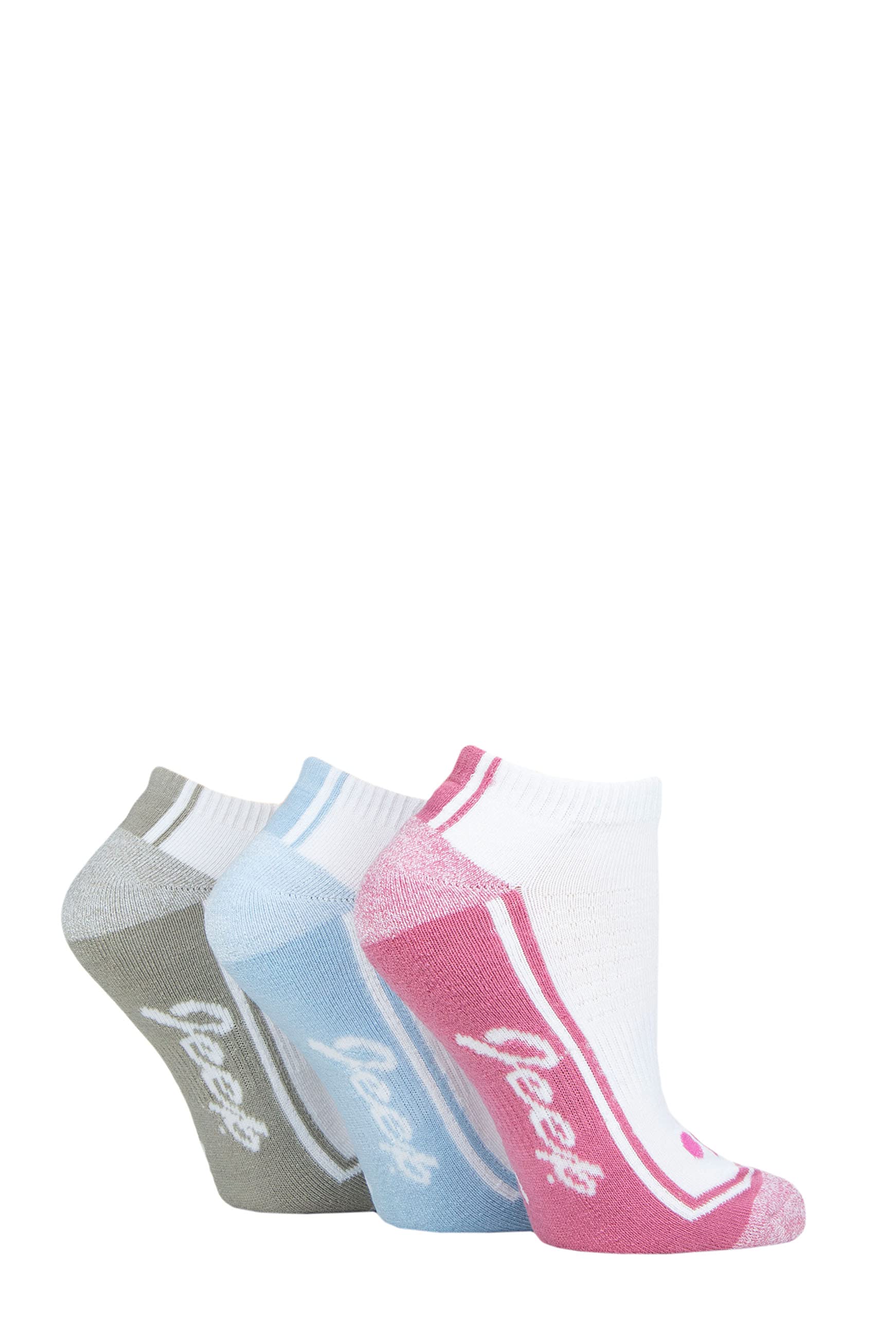 Jeep Ladies Performance Trainer Socks Pack of 3 White 4-8