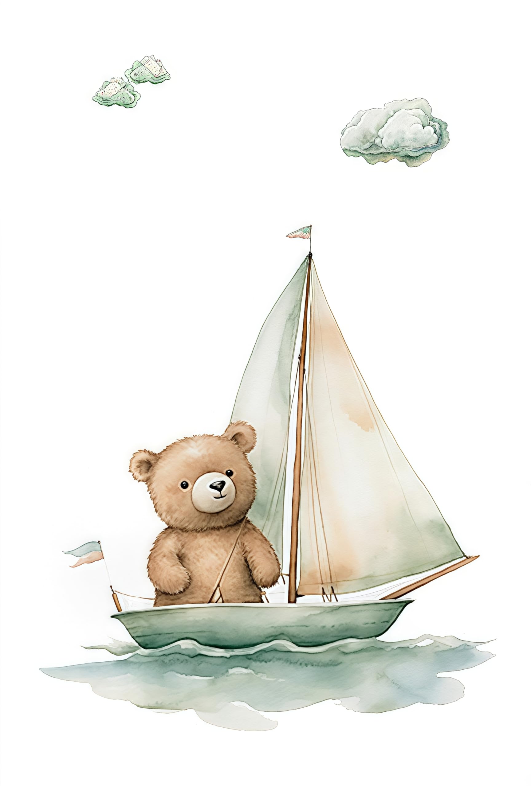 3 Laminas Oso 30X40CM Cuadros Infantiles Para Habitacion Niño Aerostático Verde Poster Bebe Lienzo Animales Infantiles Laminas Habitacion Bebe Animales Cuadros de Oso Poster Niños sin Marco
