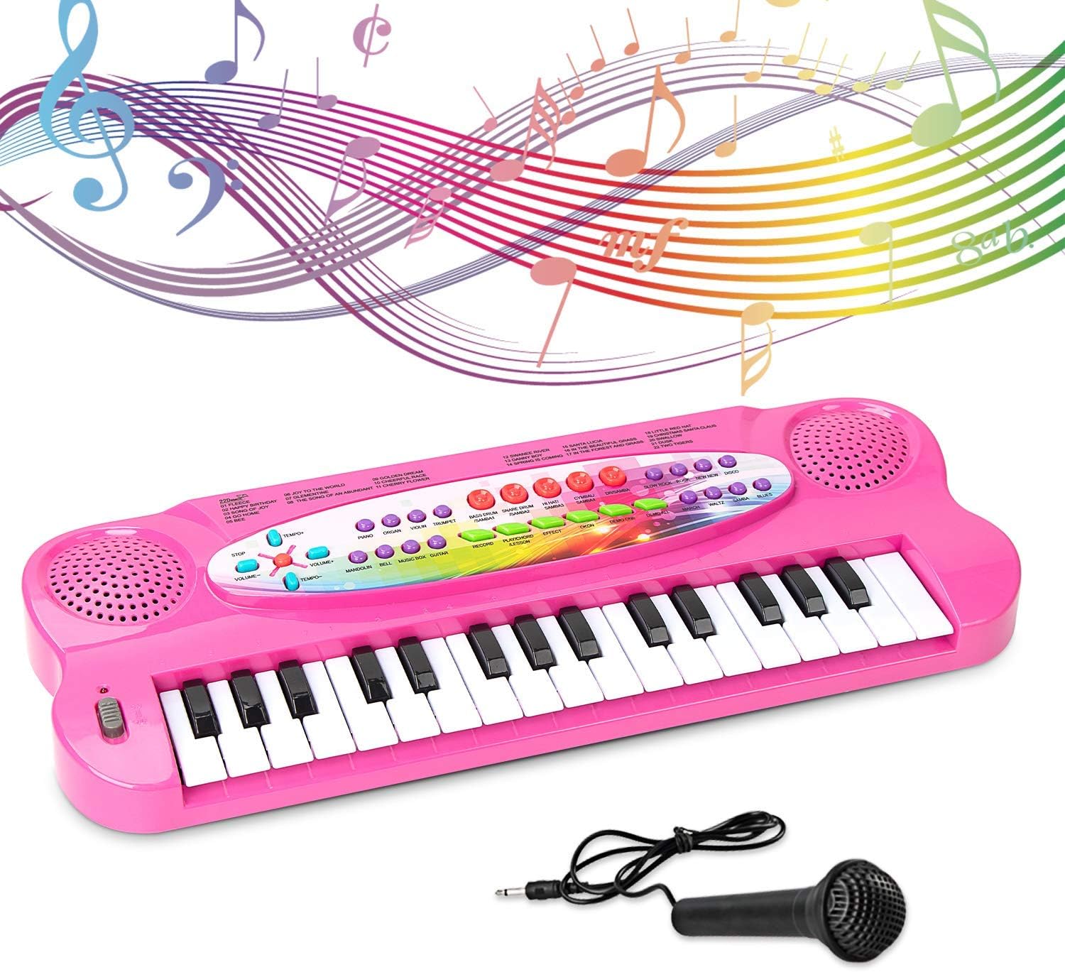 Liberty Imports Kids Piano Keyboard 32 Keys Portable Electronic Musical Instrument Multi-Function Keyboard Teaching Toys Birthday Christmas Day Gifts for Kids (Pink)