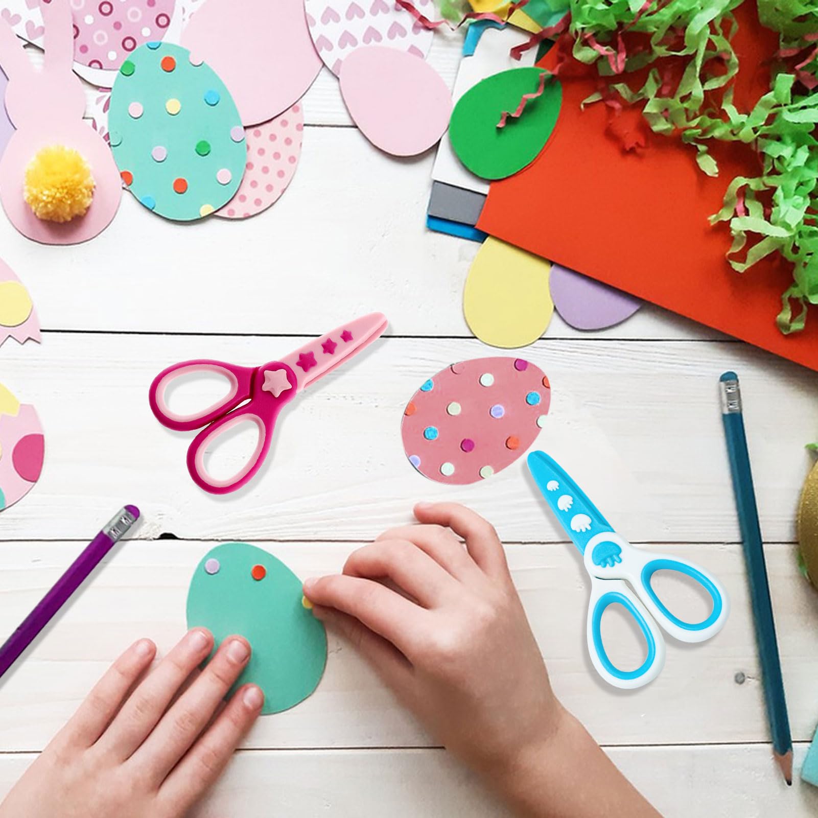 2Pcs Kids Scissor Children Safety Scissors Toddler Scissors Plastic Children Craft Paper Scissors Preschool Training Scissor for Kids Nursery DIY Arts Crafts Scrapbooking - Image 4