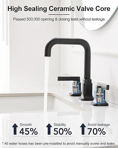 Miniatura 5 de Grifo de baño generalizado negro, grifos de lavabo de baño, giratorios de 360 grados para fregadero de 3 agujeros, grifo de fregadero de 4 a 16