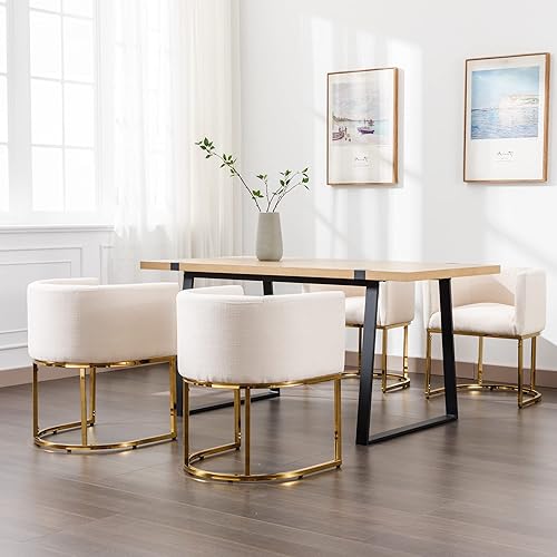 Miniatura 26 de Juego de 4 sillas de comedor de terciopelo modernas con brazos de barril y estructura de metal cromado, sillas tapizadas de cocina de 47 cm de