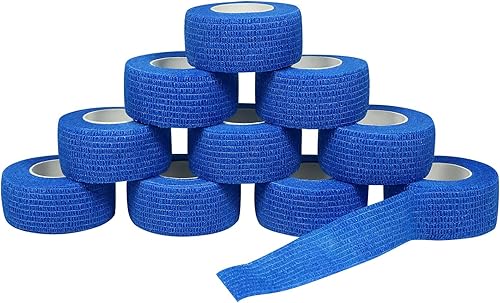Vendaje autoadhesivo cohesivo, transpirable, autoadherente para esguinces, hinchazón y dolor en muñeca y tobillo, 10 unidades, 1 pulgada x 14.7 pies