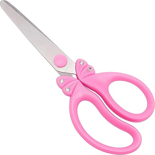 Miniatura 24 de Tijeras de seguridad de punta roma de 5 pulgadas, para niñas de 5 a 8 años y 8 a 10 años, borde redondeado y asas ergonómicas para niños pequeños