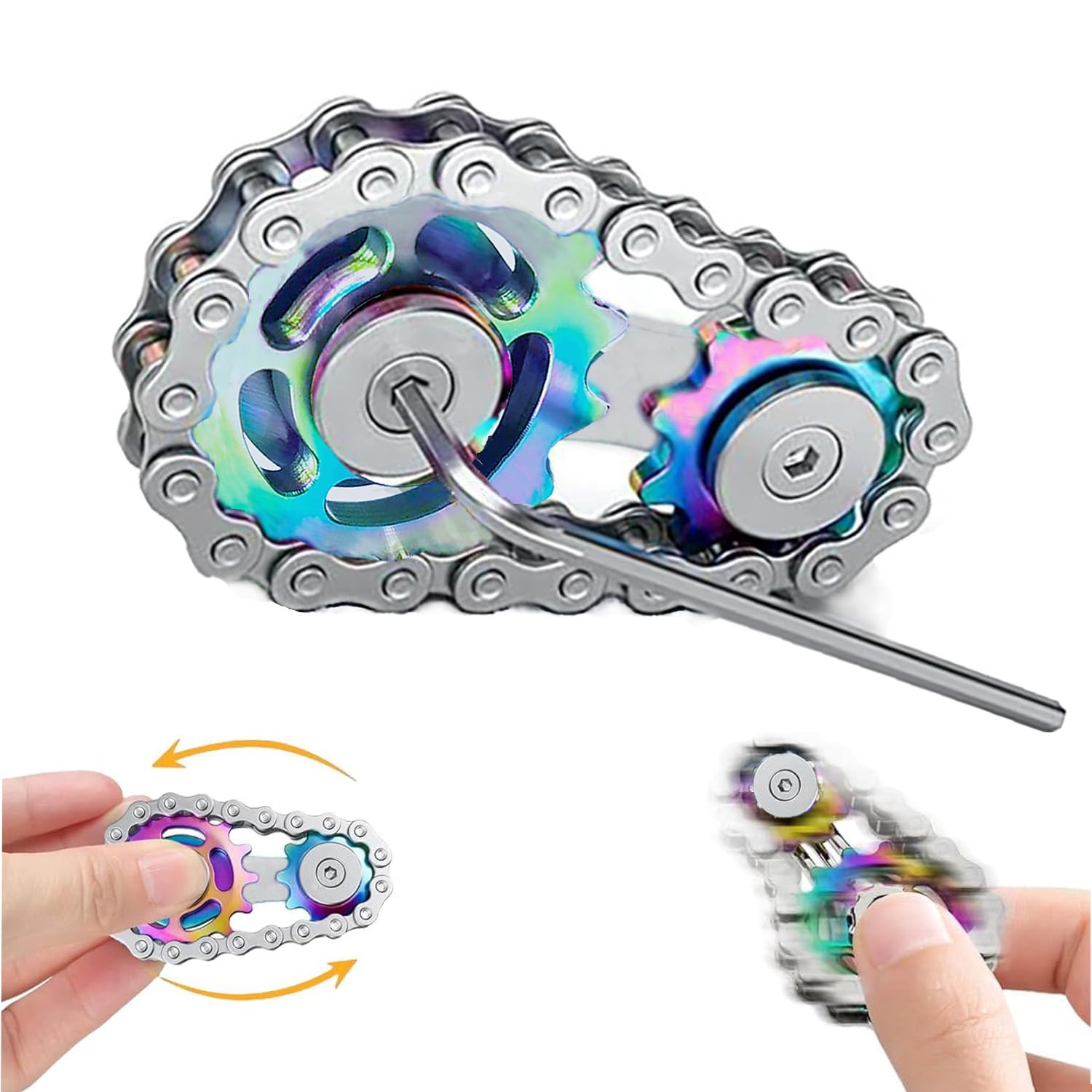 Fidget Chain Toys,Juguete Rueda de La Cadena de Metal, Metal Fidgeting Bicicleta Piñones Cubo, El Nuevo Rotador de Reducción de Presión es para Oficinas y Familiares