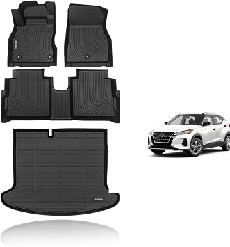 KELCSEECS Floor Mats & Cargo Liner مخصص لـ Nissan Kicks 2024-2018 جميع بطانات الأرضيات المضادة للانزلاق TPE مجموعة كاملة من إكسسوارات نيسان Kicks