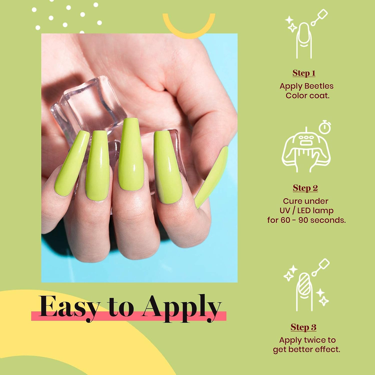 Beetles Neon Green Gel Polish - Vibrant Lime 15ML/0.51Fl Oz, Neon Green Gel Nail Polish, Soak Off UV LED Lamp Nails Art, Long-Lasting Manicure Salon DIY Home Summer Nails