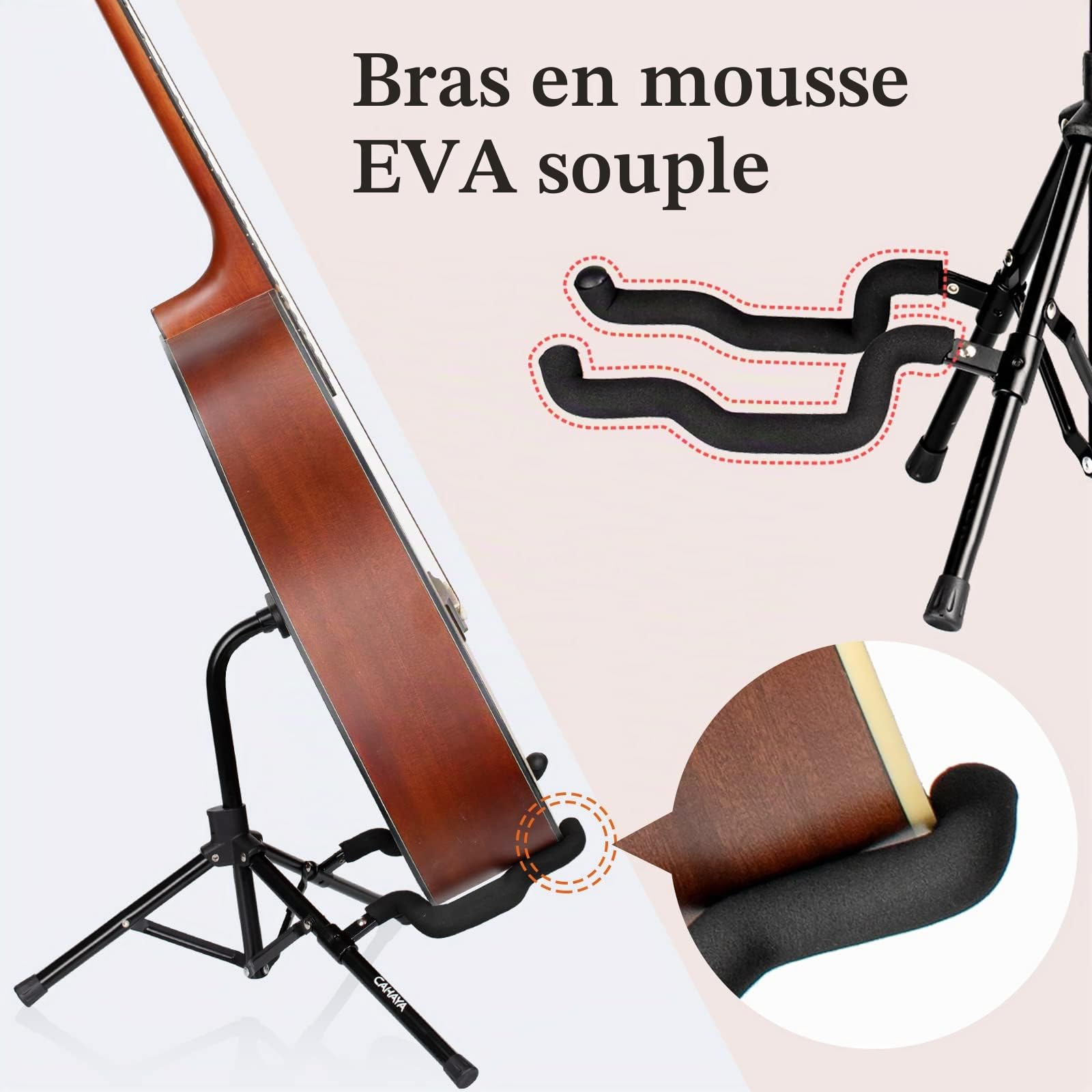 CAHAYA Support de guitare Trépied universel pliable en métal pour guitares acoustiques électriques Ukulélé Violon Banjo Mandoline