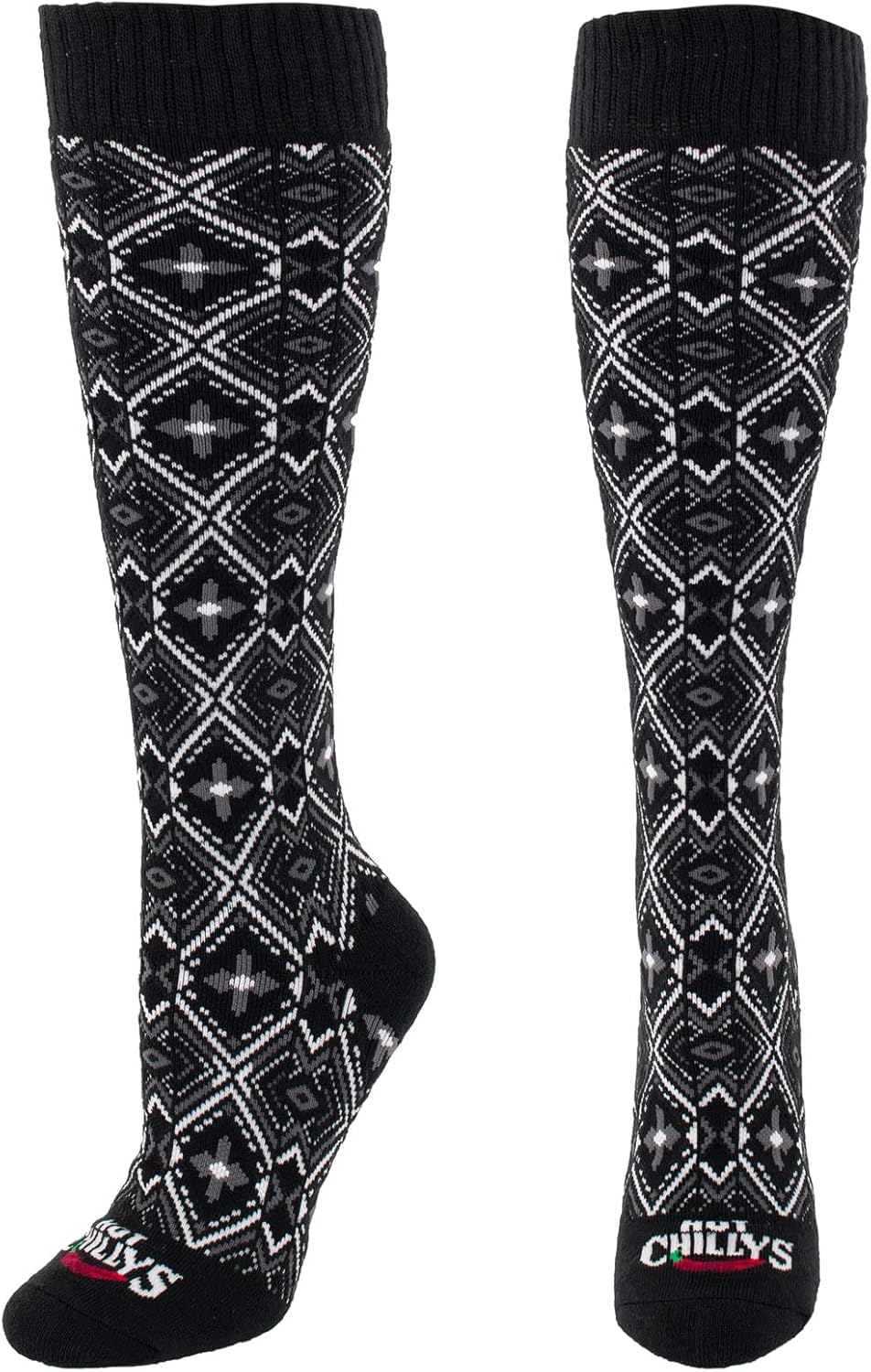 Hot Chillys Women's Fiesta Print Pattern Over-The-Calf Mid Volume Cushion Wintersports Socks