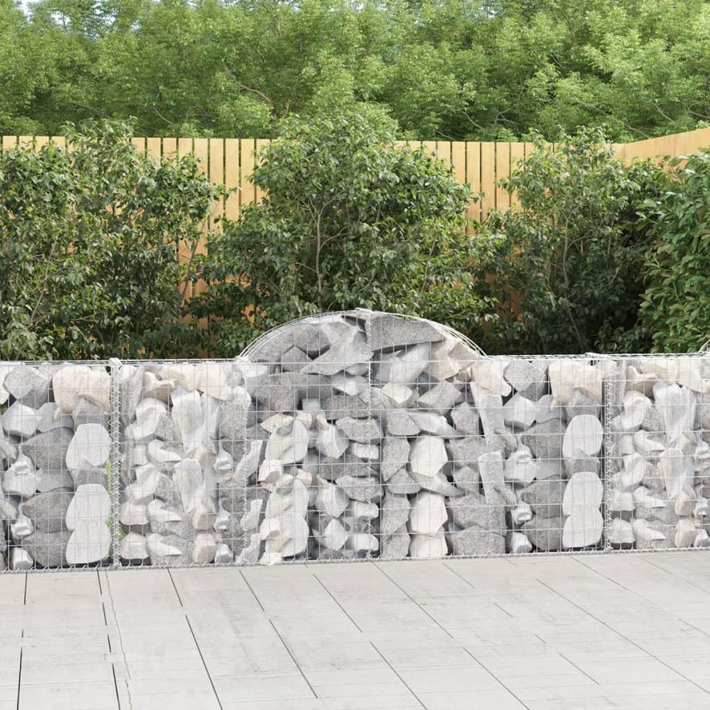 Gaviones de arco alto, 12 unidades, 200 x 30 x 80/100 cm, de hierro galvanizado, para barreras de jardín y protección visual, aislamiento acústico duradero y construcción estable