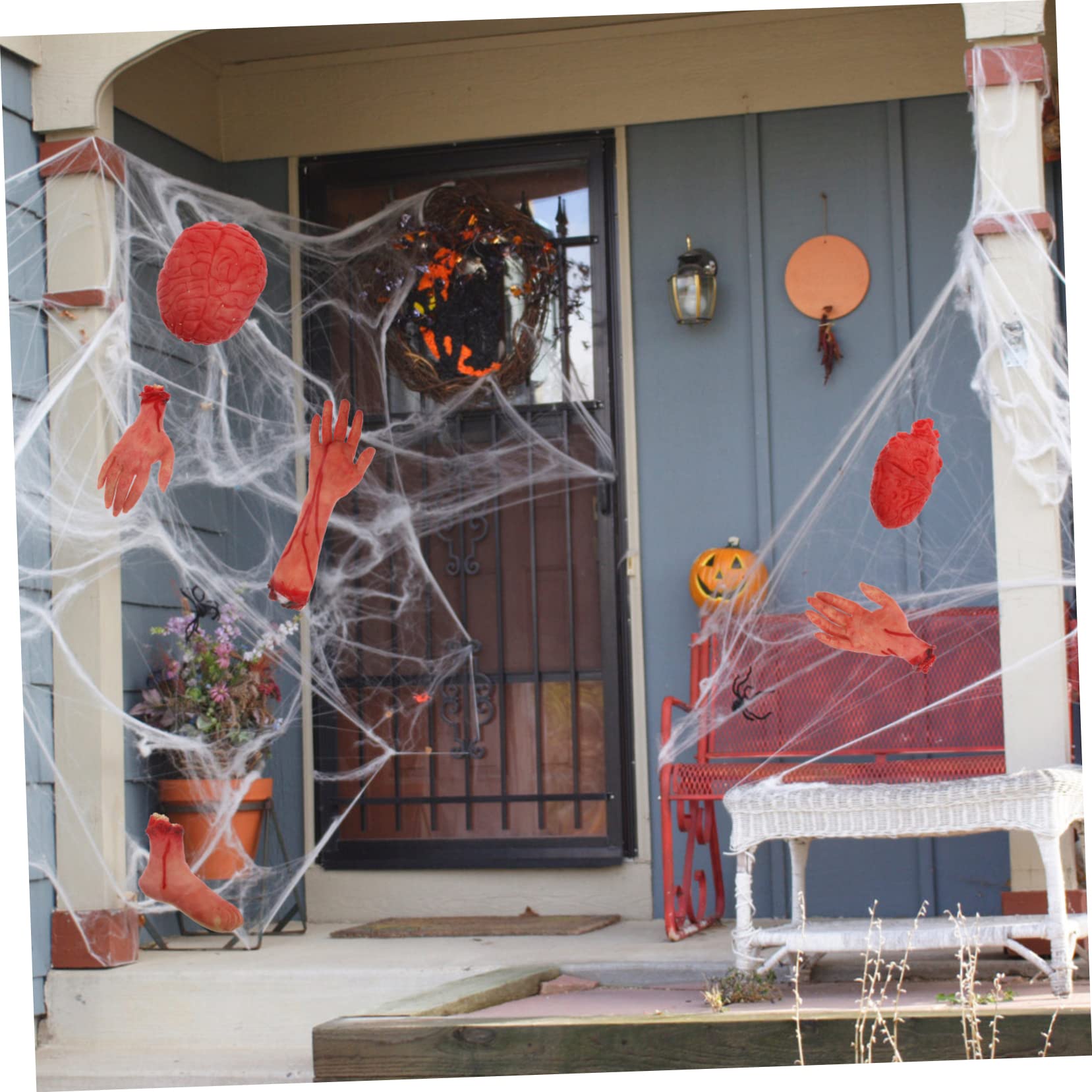 NUOBESTY 6st Halloween-Dekoration Gefälschte Körperteile Gesicht Körperteile Halloween Halloween-schädeldekoration Tot Kaputter Körper Körperteile Halloween-Requisiten Skelett Plastik Rot
