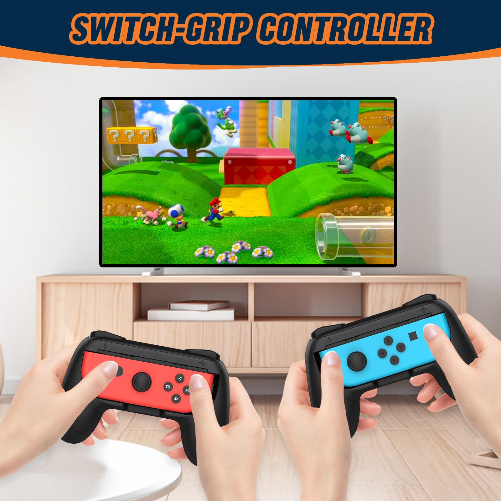 Tuofang 2-delige Anti-slip Controller Grips Voor Switch – Zwarte Schokbeschermende Handgrepen – Ergonomisch Ontwerp – Geschikt Voor Langdurig Gamen – Makkelijk Te Monteren