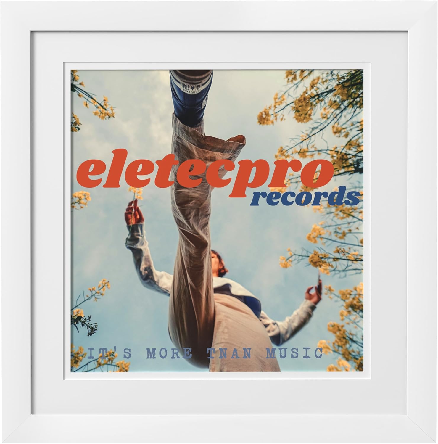 eletecpro 15x15 Record Frame, Double Grooves Album Frame Made of Engineered Wood and Clear Acrylic for 12x12 LP Cover Display, Classic Vinyl Frame with Hanging Hardware for Wall, White White 15x15