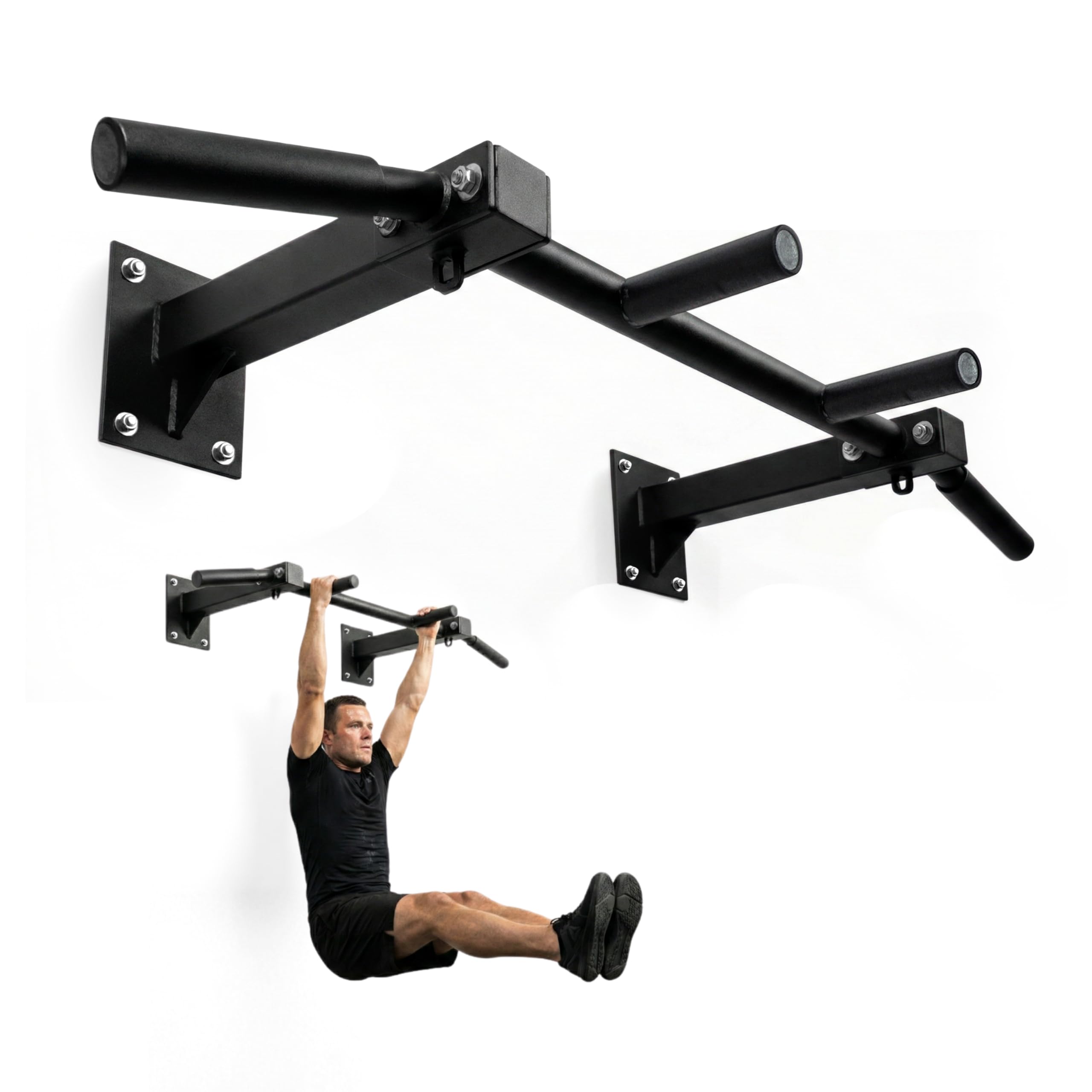 Mobiclinic® fitness, Barra per trazioni, K3, Parete, Kit di ancoraggio, Acciaio, Max. 250 kg, Esercizi forza, Impugnature in schiuma