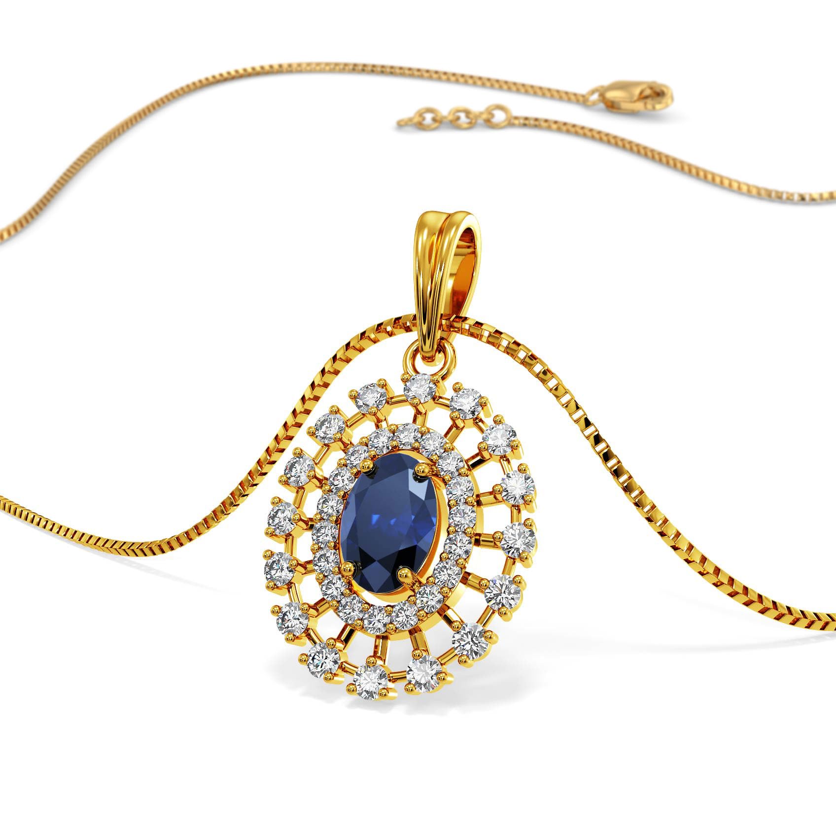 22 KT Purity | HUID & BIS Hallmark | Blue Radiance Gold Pendant For Women-image-6