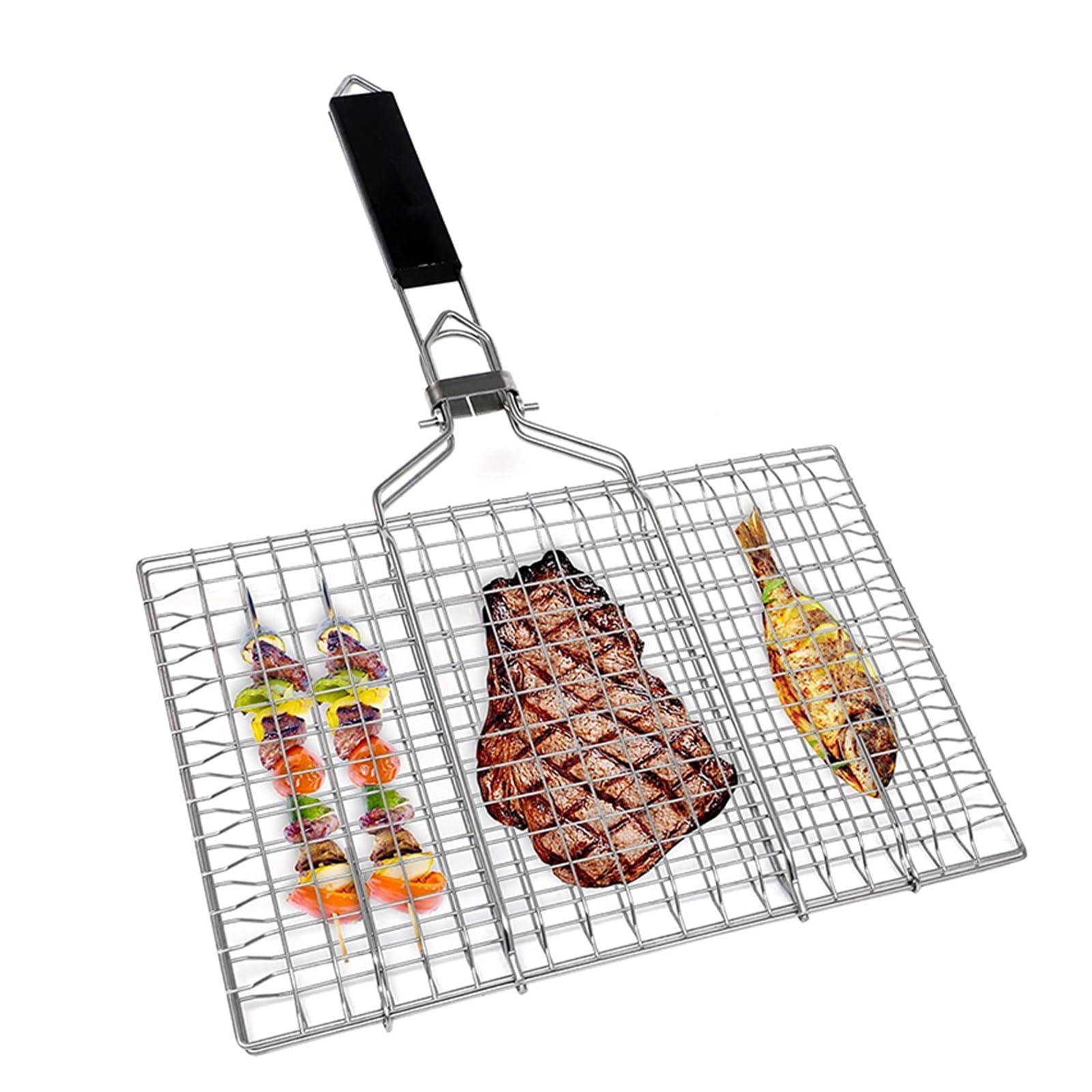 Cesta de parrilla plegable para barbacoa portátil de acero inoxidable ligera