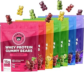 Yumtein Protein Gummy Bears - 15g Complete Protein, 0g Sugar, 0g Fat - Sugar Free Keto Candy Alternative - Halal Beef Gelatin - Natural Colors - The Full Lineup - 7 Flavors